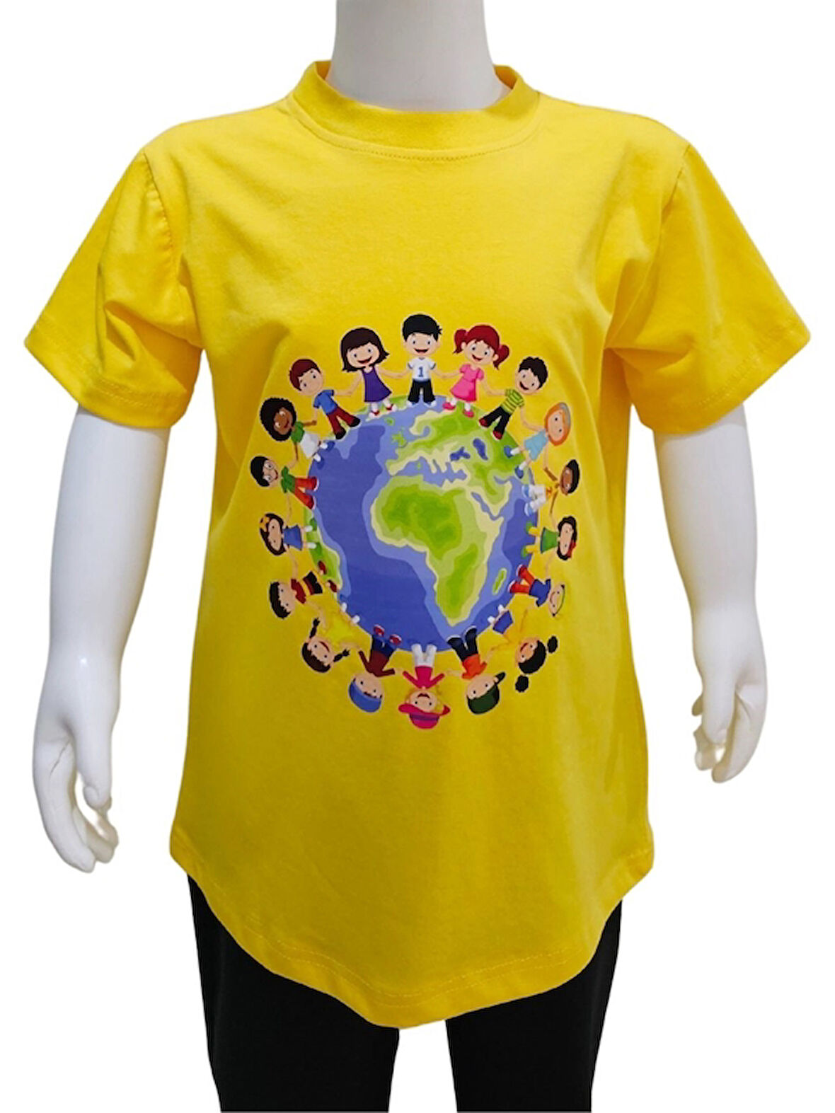 Dünya Çocukları Baskılı Sarı Tişört