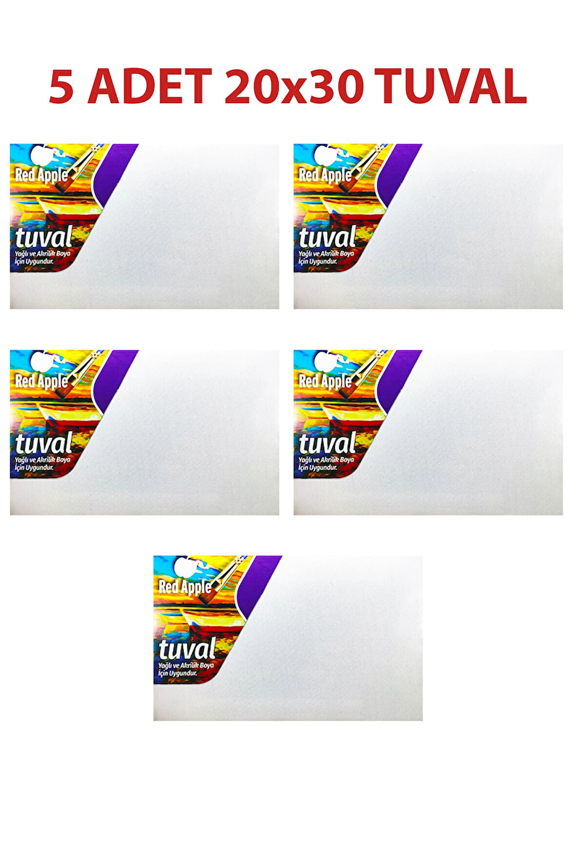 Küçük Resim Tuvali 5'li 20x30 Tuval Yandan Zımbalı Astarlı Geniş Şase Dikdörtgen Öğrenci İçin Tuval