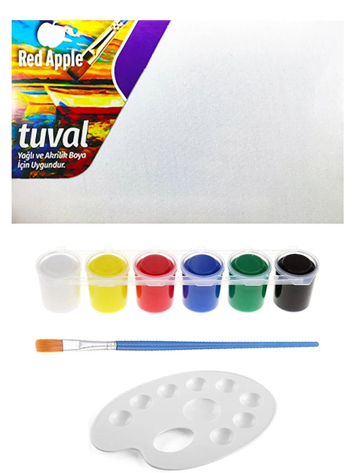 Guaj Boya Seti 6x15 ml 20x30 Tuval Öğrenci İçin Tuval Seti Etkinlik Seti