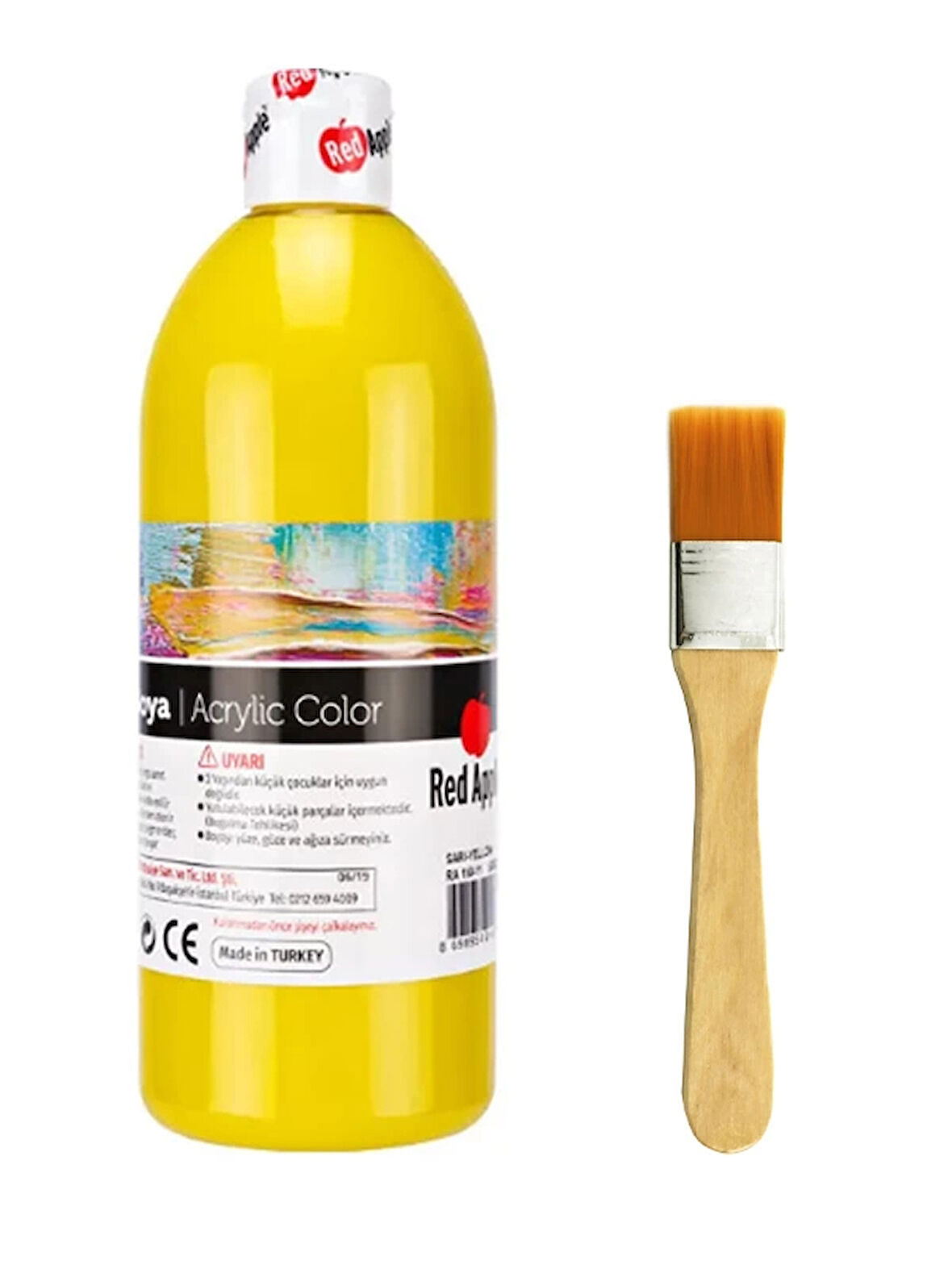 Sarı Akrilik Boya 500 Gram Zemin Fırça Ahşap Boyama Seti Akrilik Set