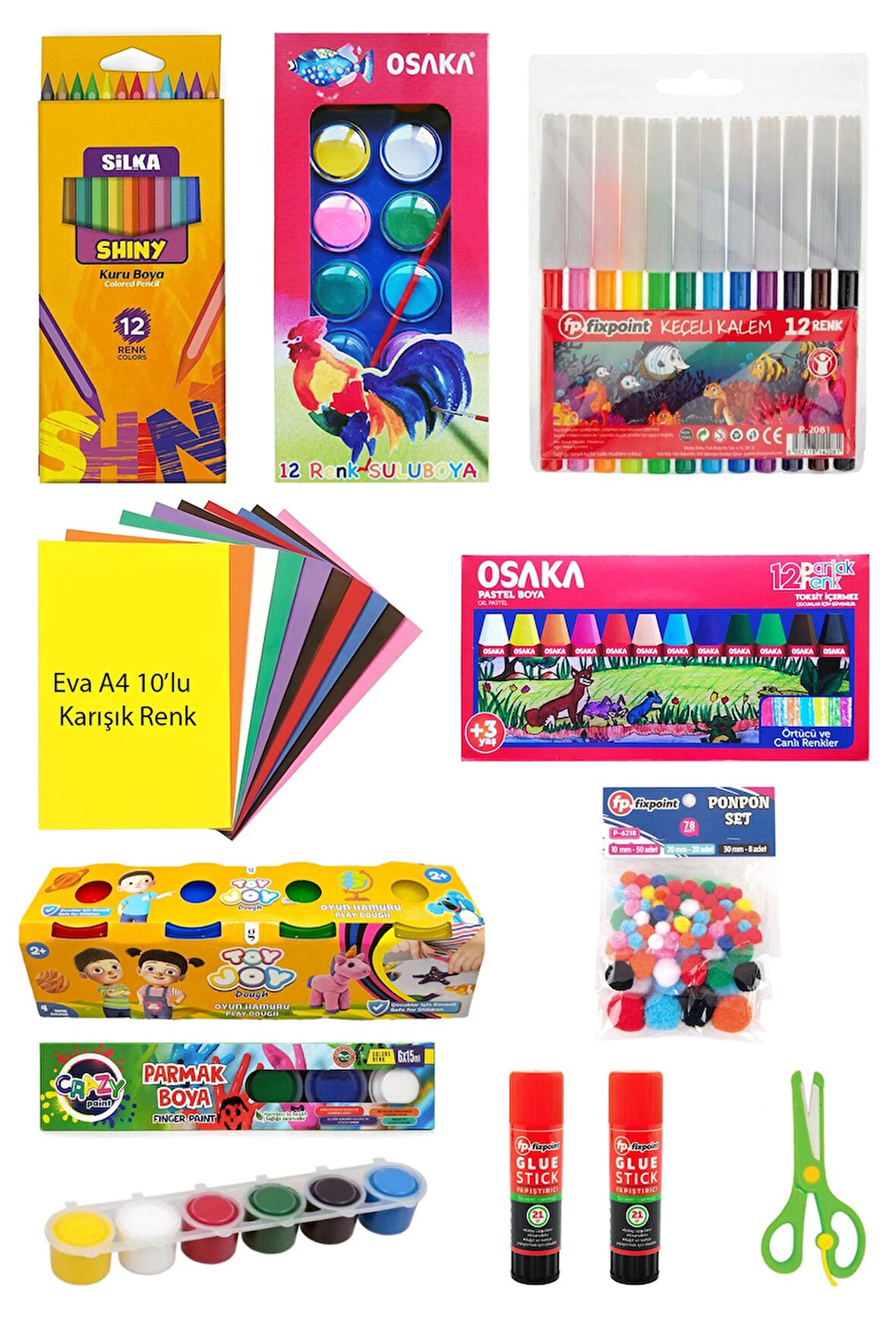 Ekonomik Kreş Anasınıfı Anaokulu Okul ve Kırtasiye Seti 11 Parça Kırtasiye Okul Seti