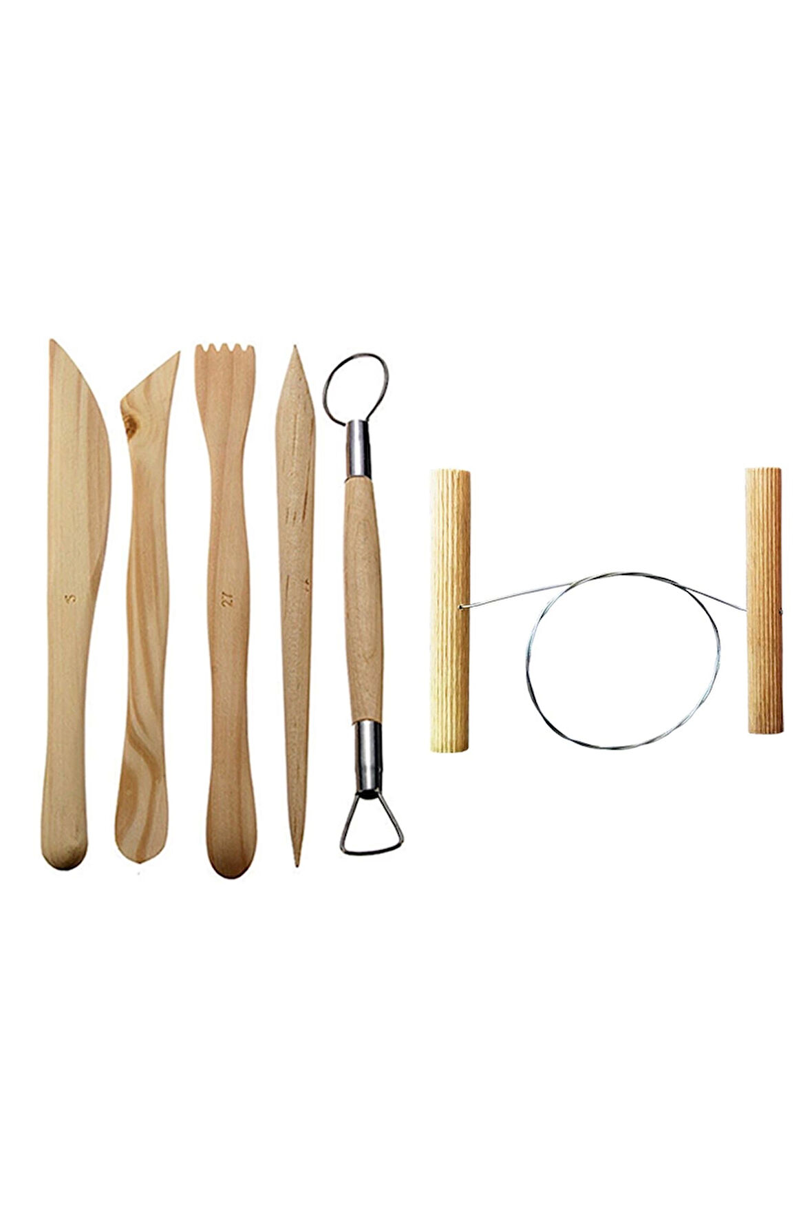 5'li Kil Şekillendirme Seti Seramik Seti Çamur Kesme Teli Çelik Tel