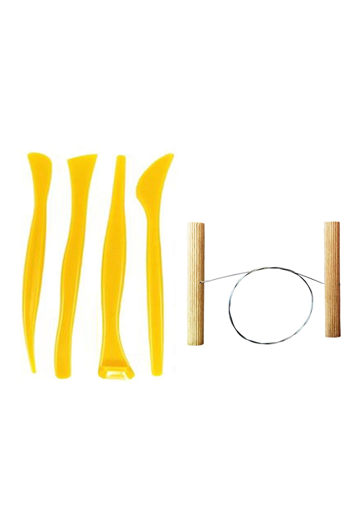 Plastik Ebeşuar Seti 4'lü Kil Şekillendirme Seti Seramik Seti Çamur Kesme Teli Çelik Tel