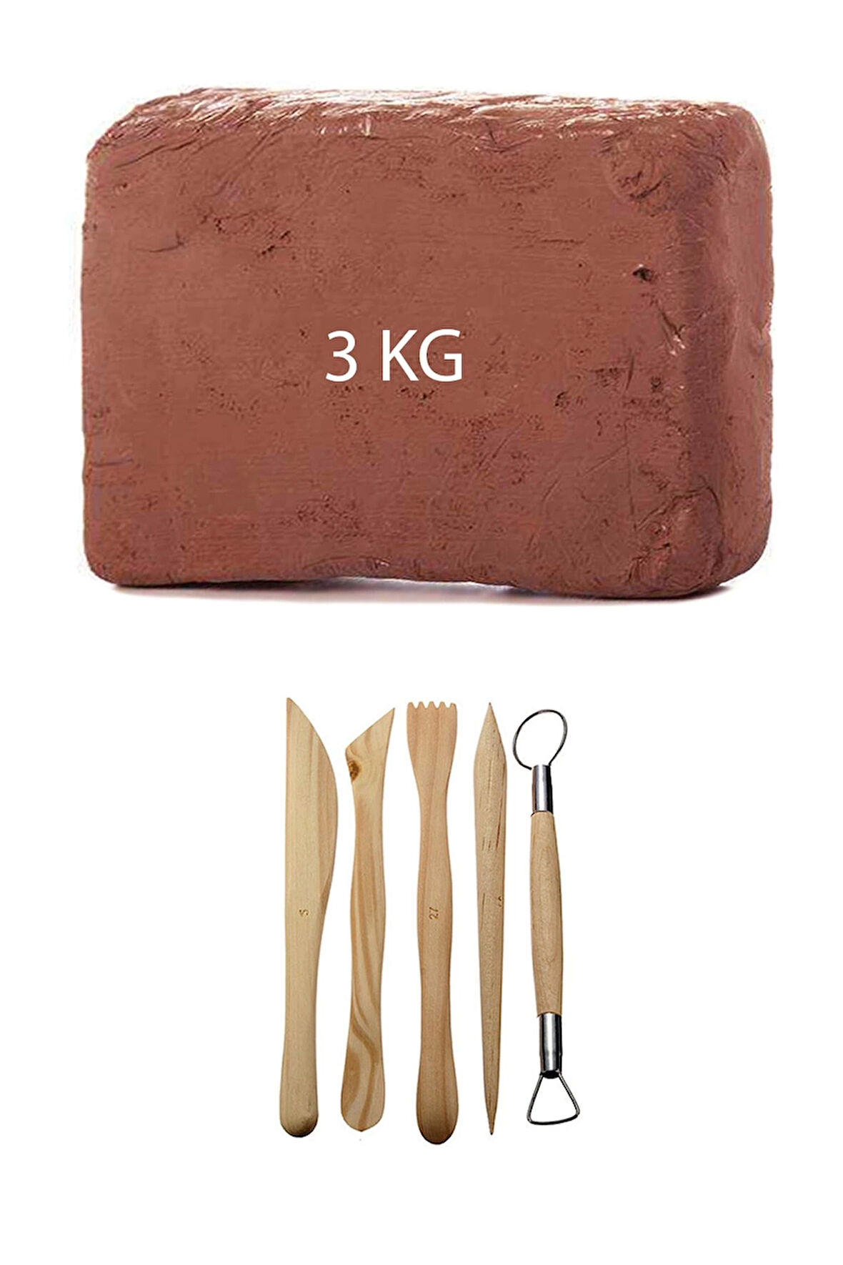 Kahve Çamur Kırmızı Kil Seramik Hamuru 3 kg Ebeşuar Seti Seramik Şekillendirme Seti