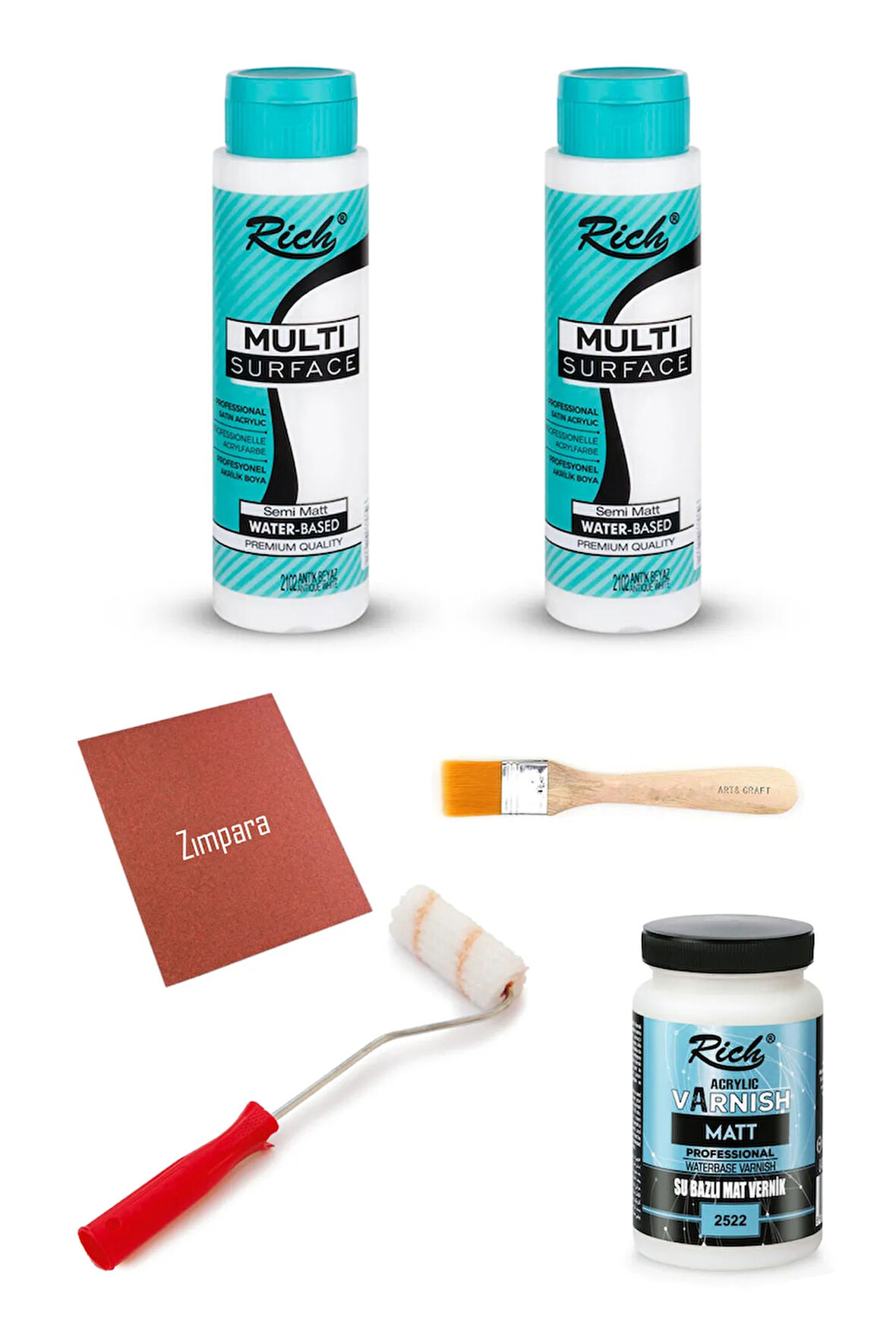 Multi Surface Antik Beyaz 1000 cc 1400 gr Dolap Boyama Seti Mobilya Yenileme Dolap Boyası Mat Vernik