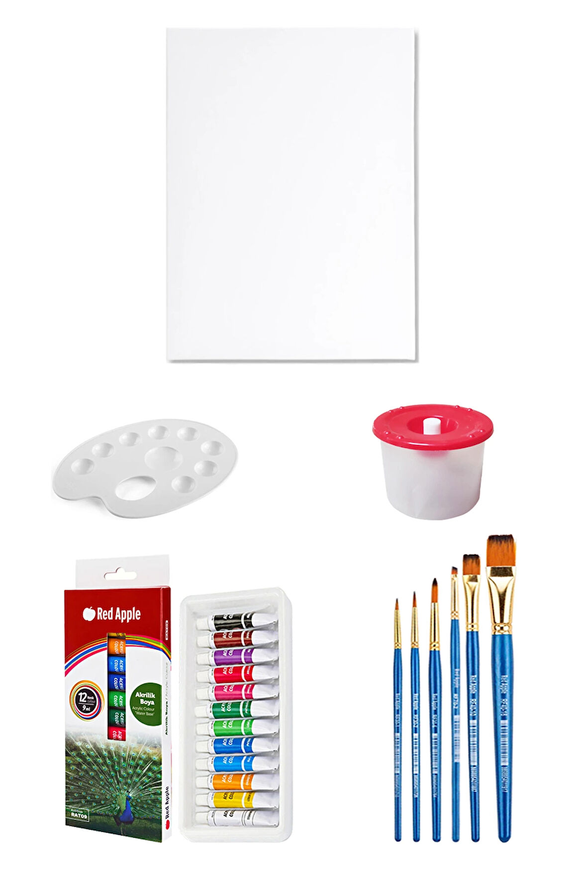 Red Apple Akrilik Boya Seti 9 ml 12 Renk Tuval Seti 25x35 Cm