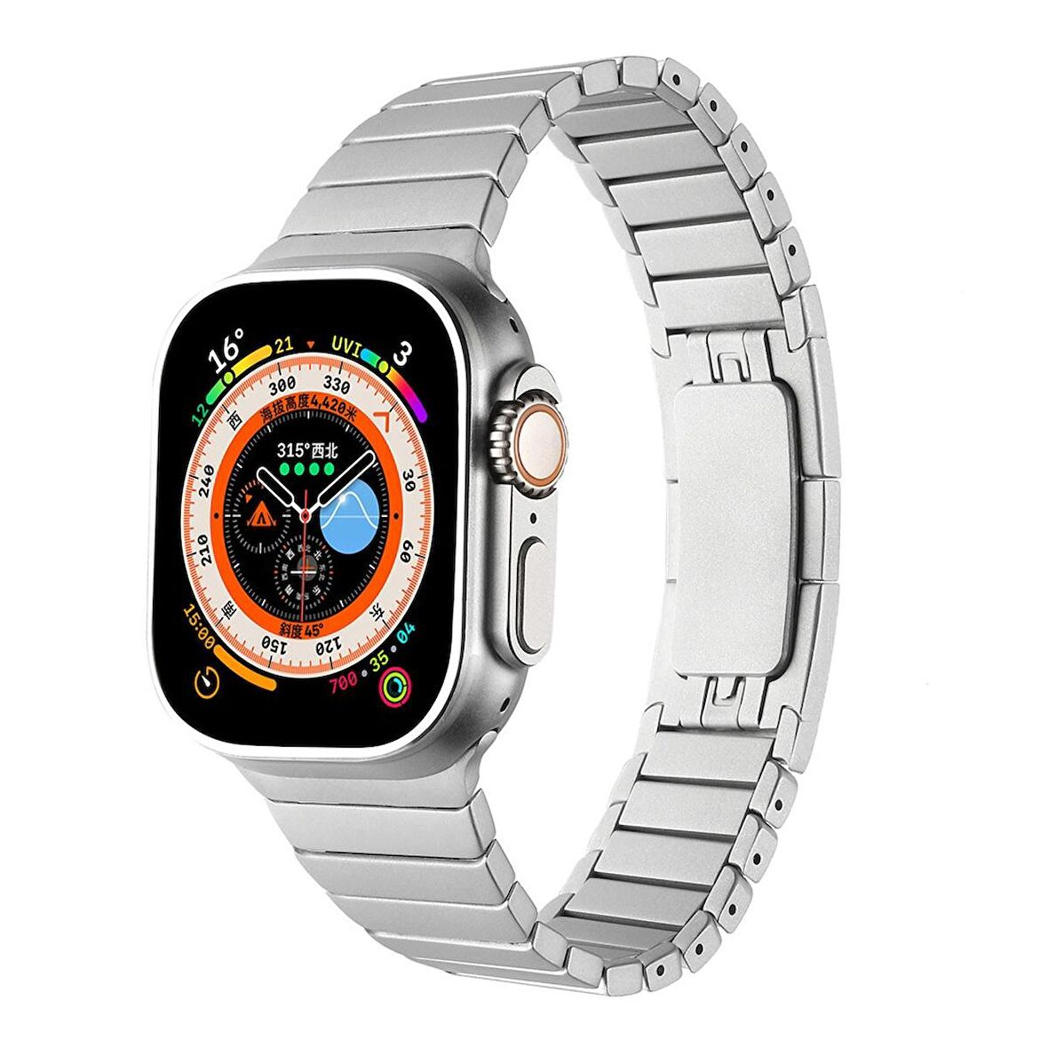 Apple Watch 40mm Uyumlu KRD-35 Metal Kordon (Gri)