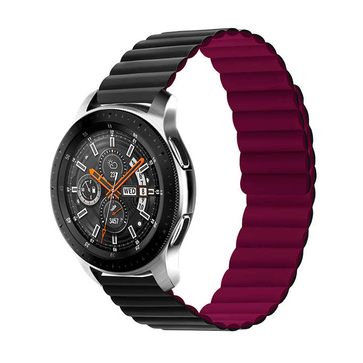Samsung Gear S3 Uyumlu KRD-52 Kordon (Siyah-Kırmızı)