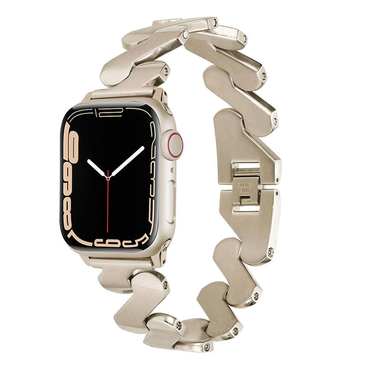 Apple Watch 40mm Uyumlu Kordon KRD-80 Metal Strap Kayış (Starlight)