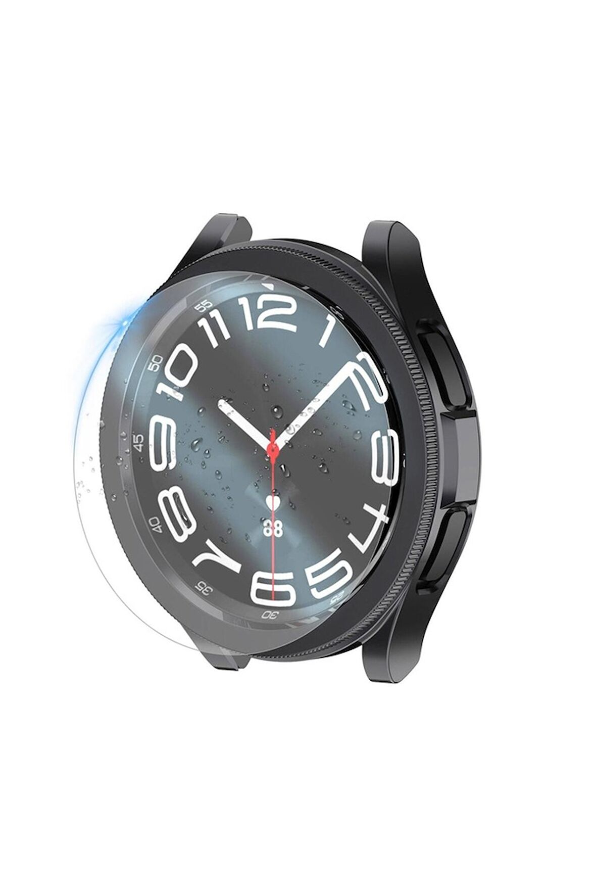 Samsung Galaxy Watch 6 Classic 43mm Uyumlu Sert PC Kasa ve Ekran Koruyucu Zore Watch Gard 29 Siyah