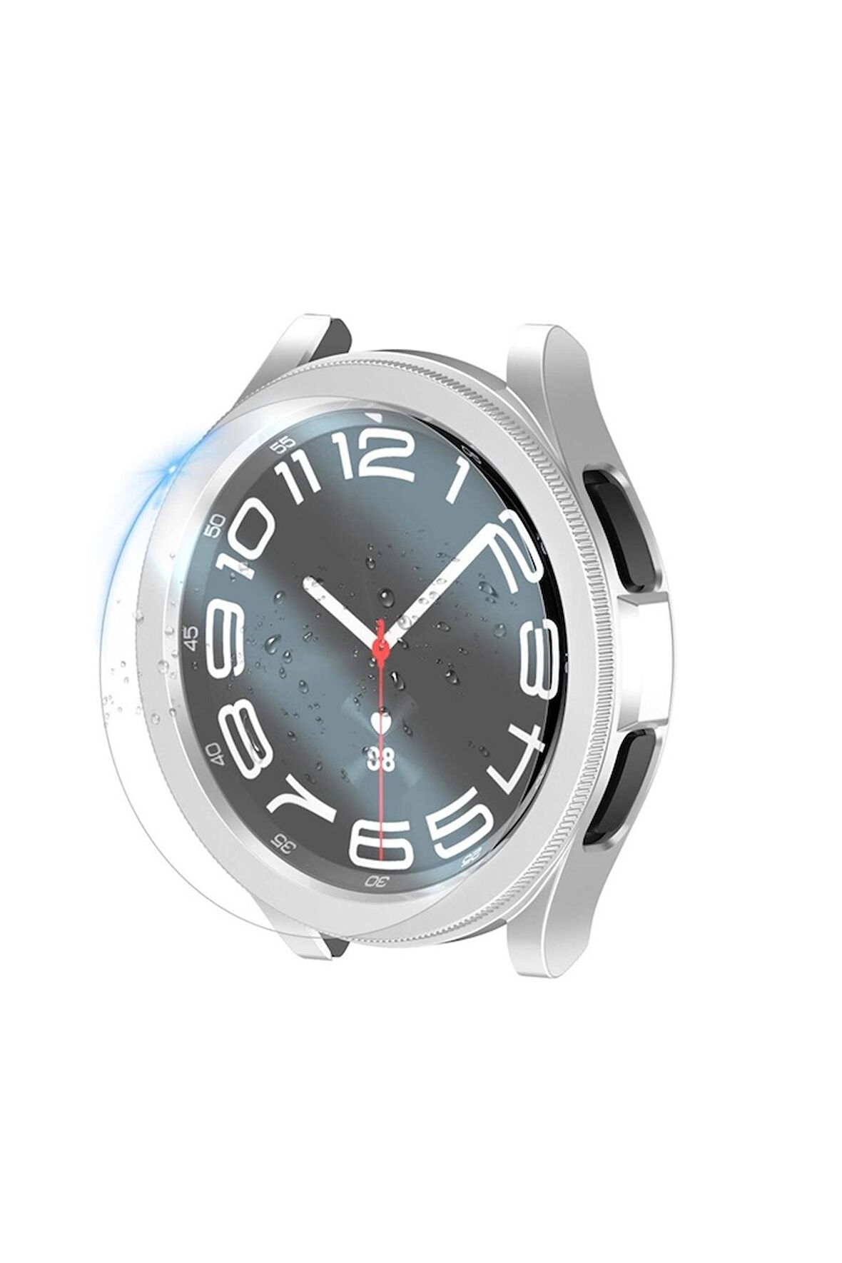 Samsung Galaxy Watch 6 Classic 47mm Uyumlu Sert PC Kasa ve Ekran Koruyucu Zore Watch Gard 29 Beyaz