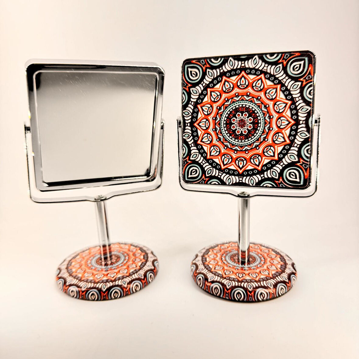 MORDİNO Kare Çerçeveli 9x14 cm Mini Masa Aynası