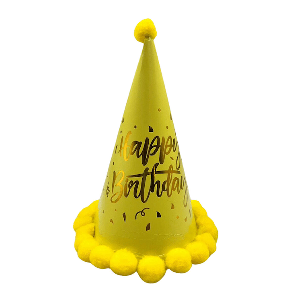 Şapka Ponponlu MAKARON SARI happy birthd 25cm    