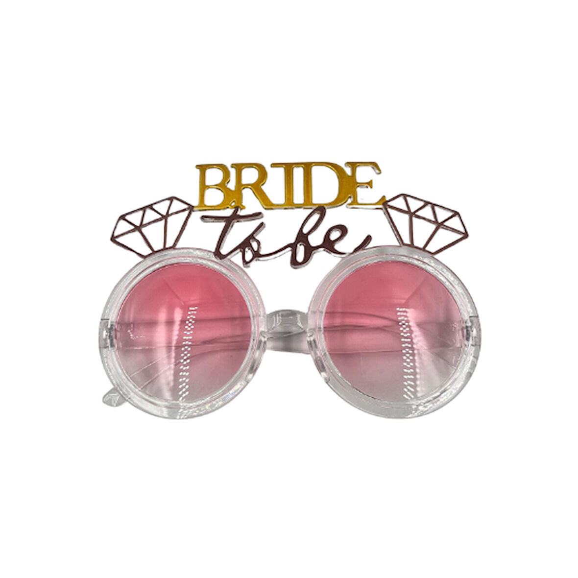 Gözlük Bride To Be Altın Yazılı Pembe Gözlük Bekarlığa Veda Elmas kesim taş detaylı