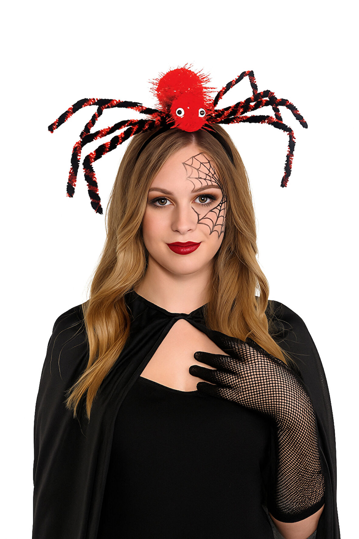 Halloween CadılarTaç Örümcek Ayaklı Çizgili kırmız