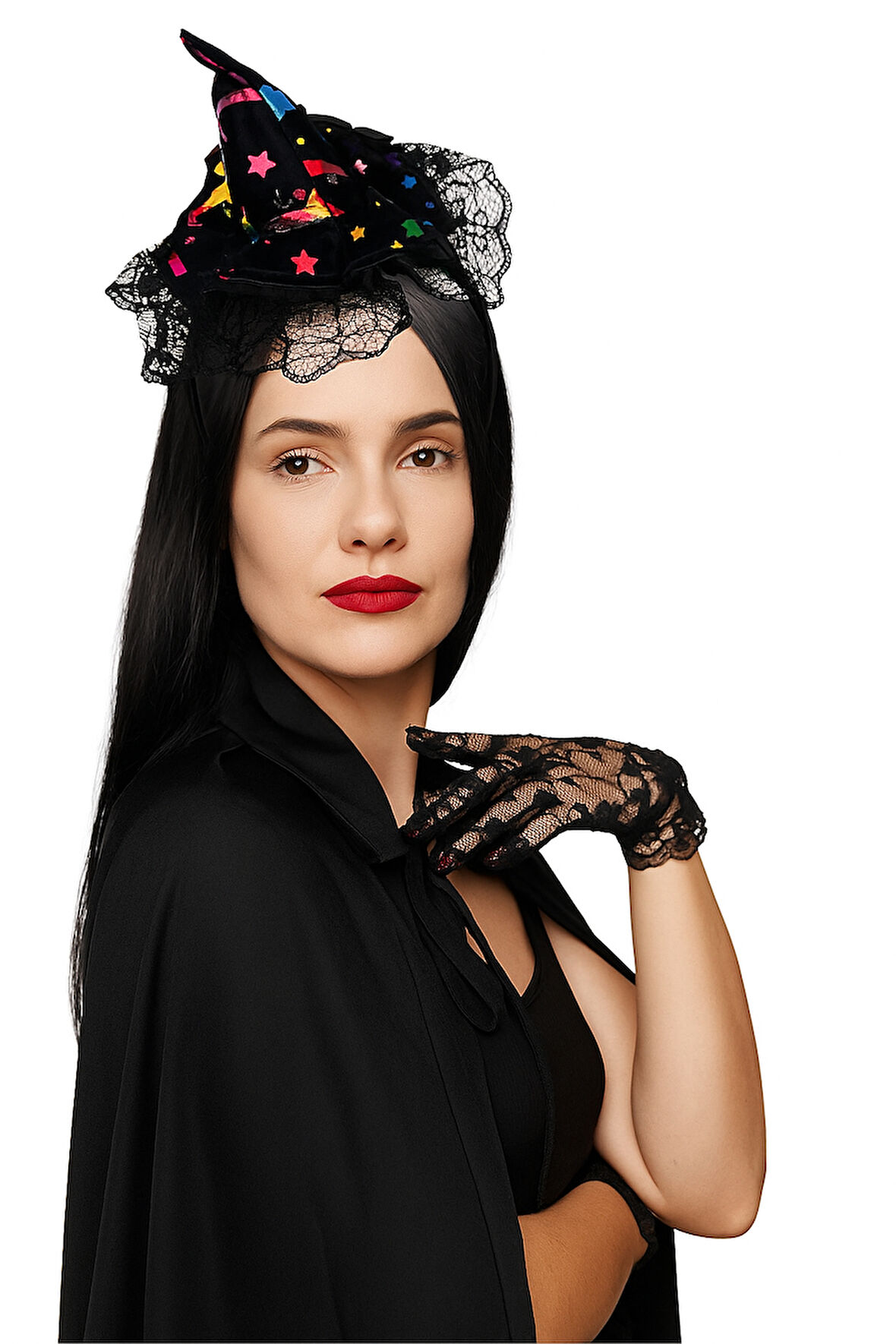 Halloween  Cadılar Bayramı Taç Mini Cadı Şapkası Tüllü Renkli Model Parti Aksesuarı