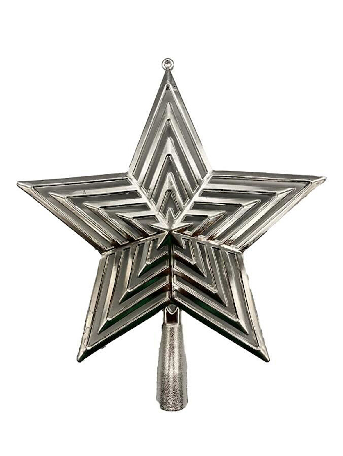 Yılbaşı Ağacı Tepelik - İç İçe Gümüş Yıldız, 23 cm