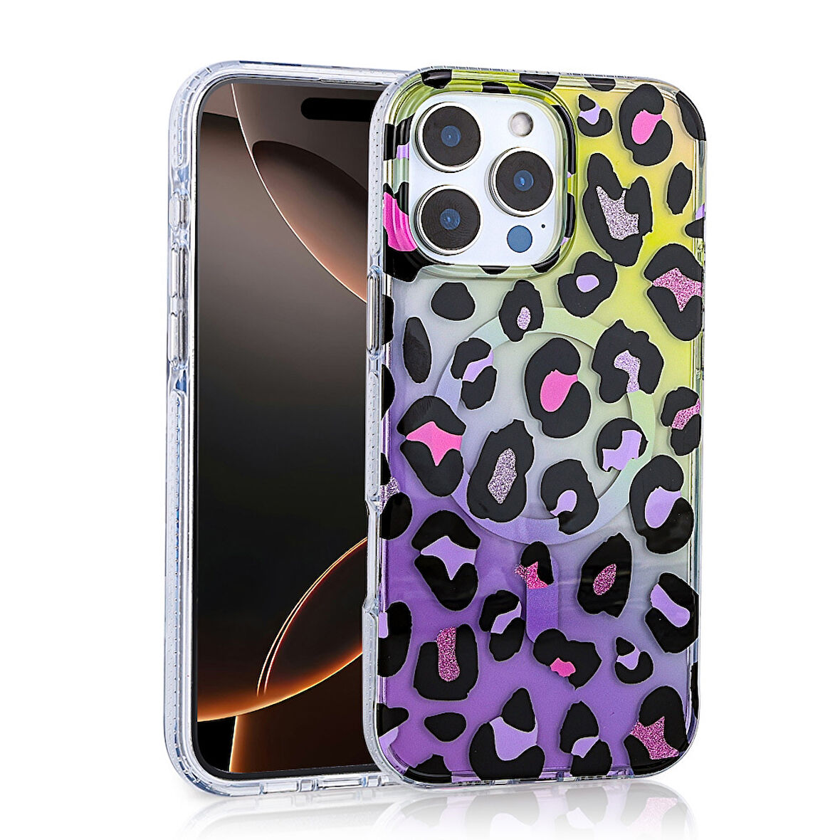 iPhone 16 Pro Kılıf Magsafe Şarj Özellikli Desenli Leopar Jago Kapak