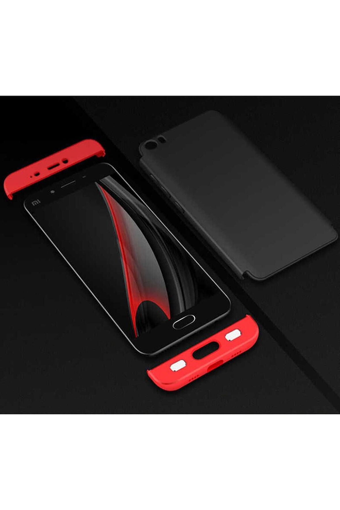 Xiaomi Mi 5 Uyumlu Kılıf Ays Kapak Siyah-Kırmızı
