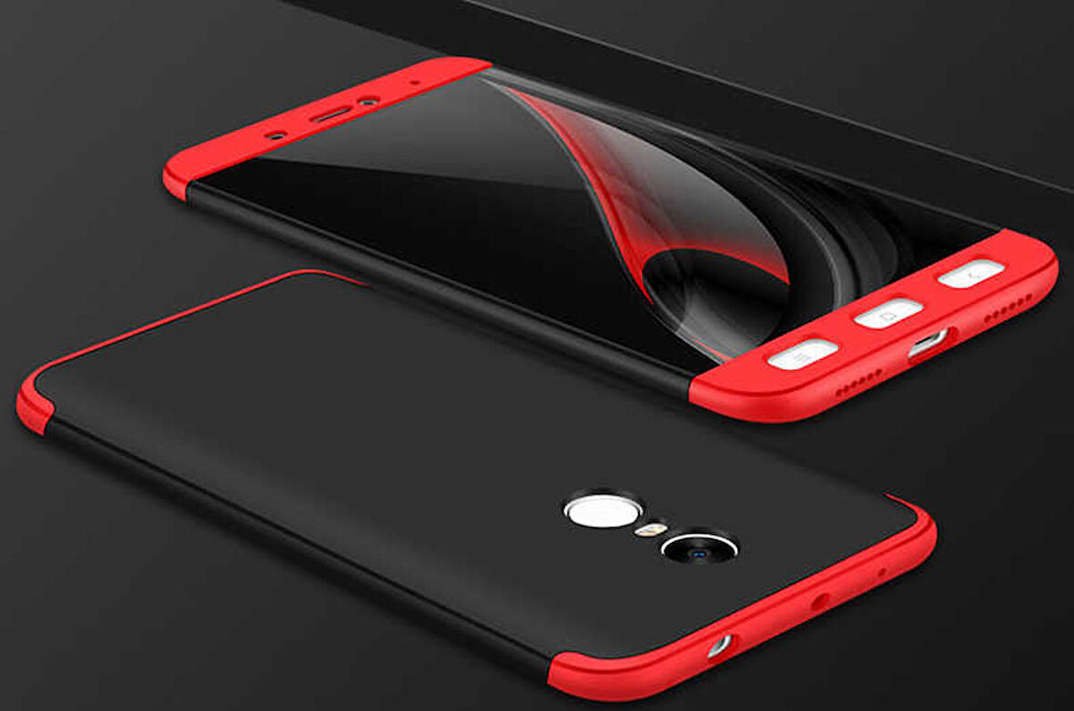 Xiaomi Redmi Note 4x Uyumlu Kılıf Ays Kapak Siyah-Kırmızı