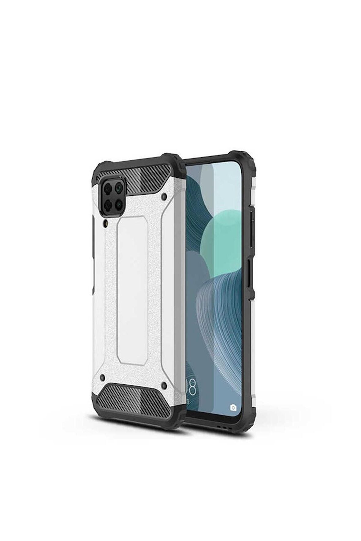 Huawei P40 Lite Uyumlu Kılıf Crash Silikon Kapak Gri