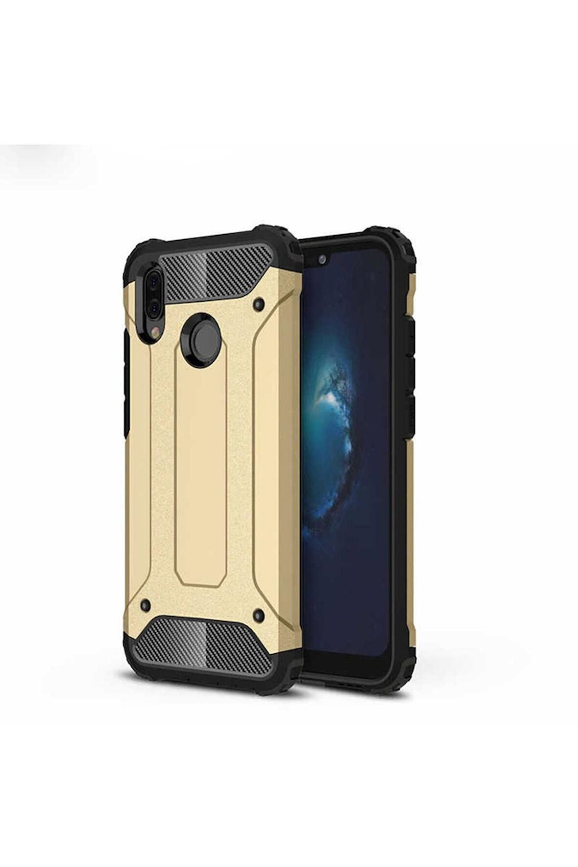 Huawei P20 Lite Uyumlu Kılıf Crash Silikon Kapak Gold