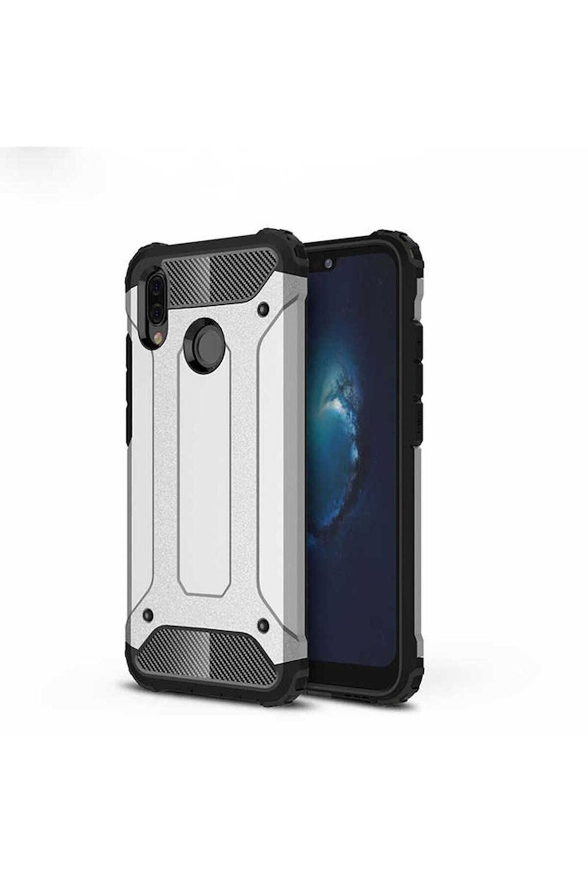 Huawei P20 Lite Uyumlu Kılıf Crash Silikon Kapak Gri