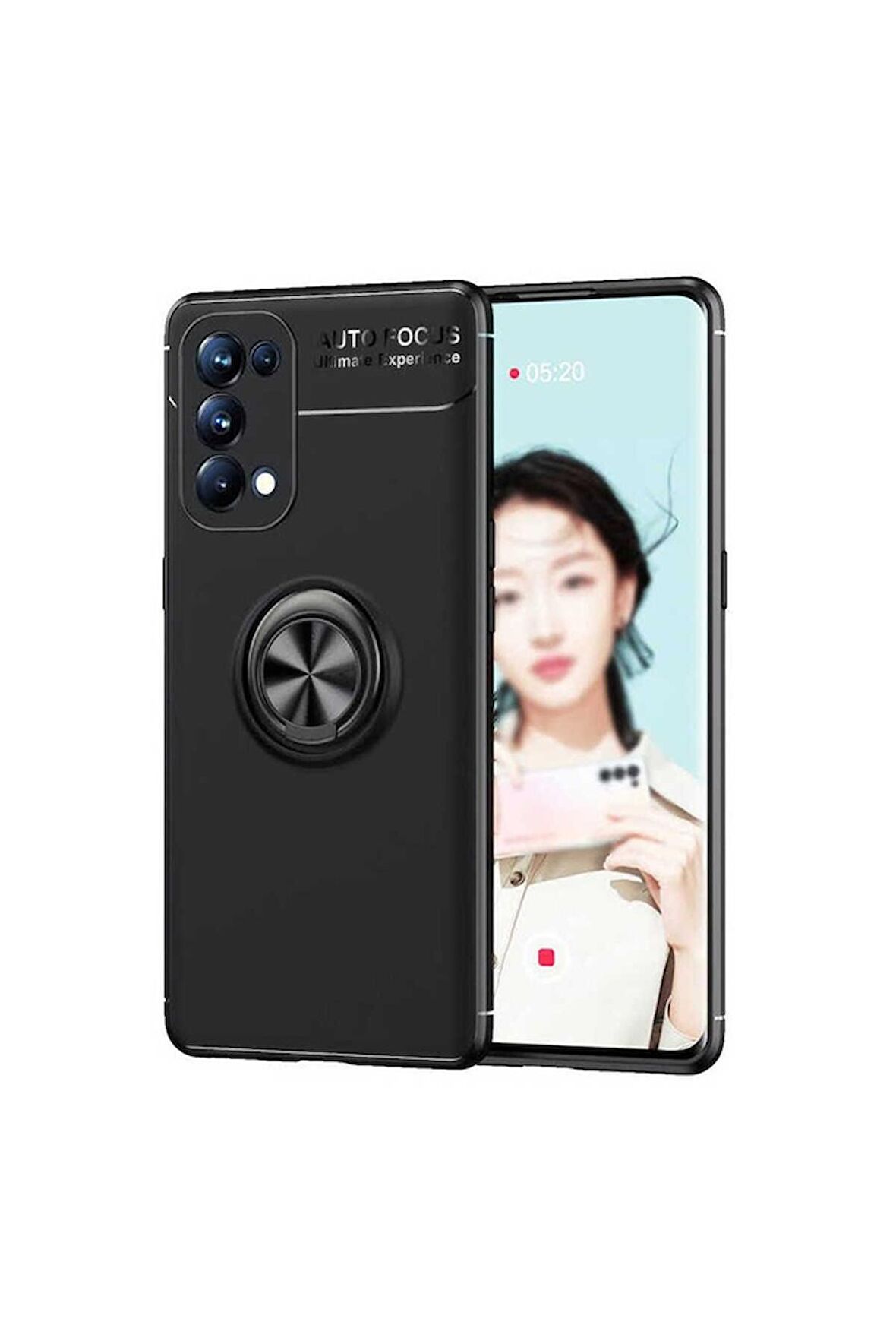 Oppo Reno 5 5G Uyumlu Kılıf Ravel Silikon Kapak Siyah