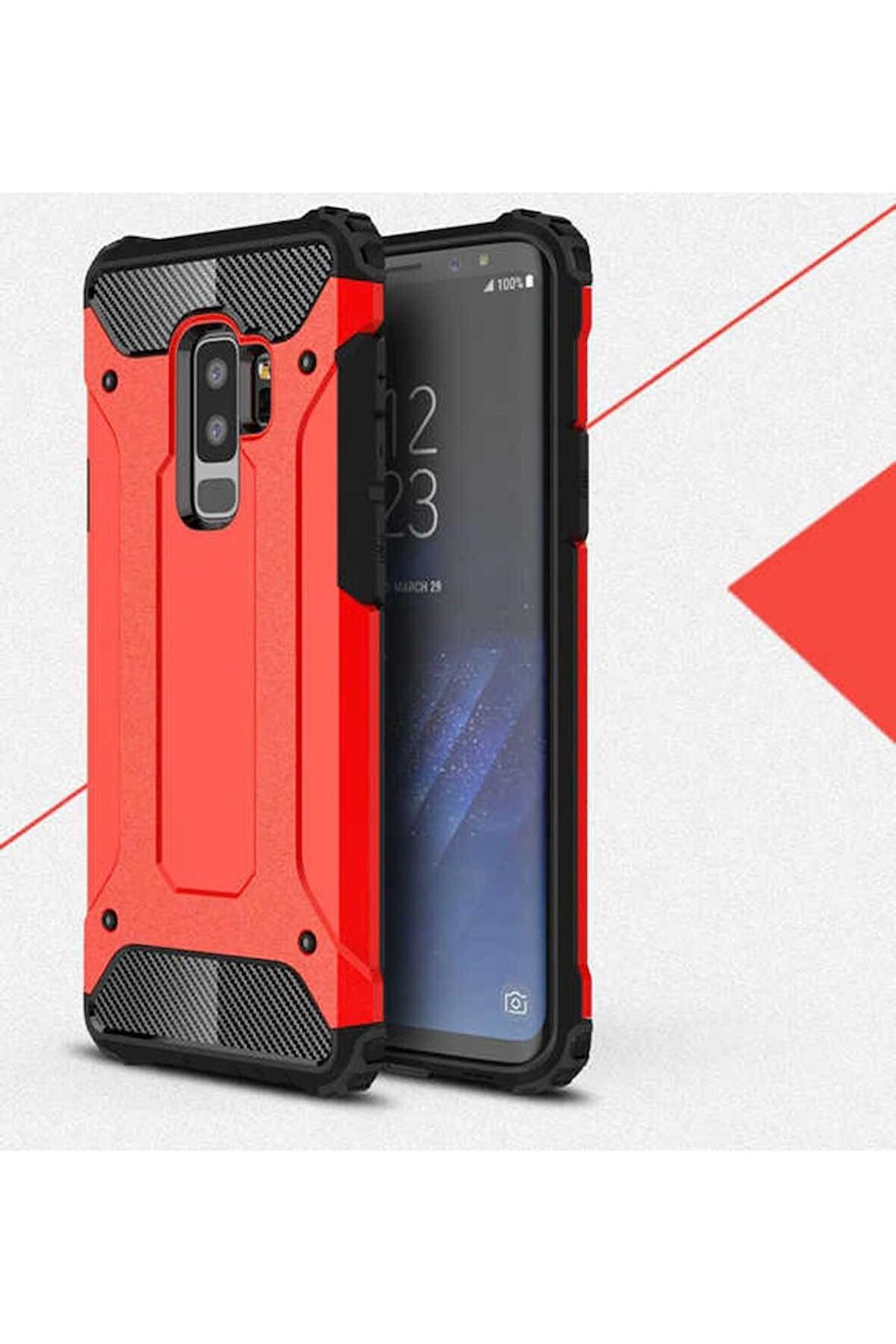 Samsung Galaxy S9 Plus Uyumlu Kılıf Crash Silikon Kapak Kırmızı