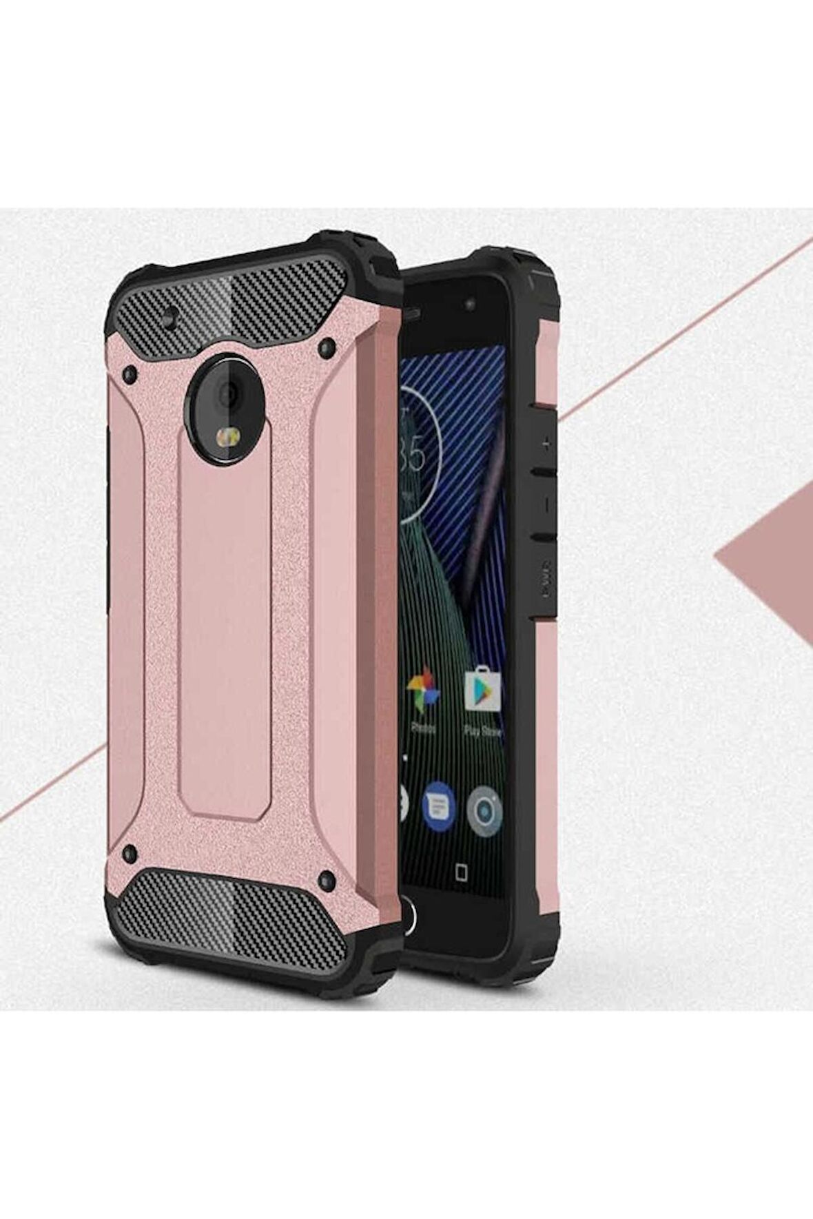 Lenovo Moto G5S Plus Uyumlu Kılıf Crash Silikon Kapak Rose Gold