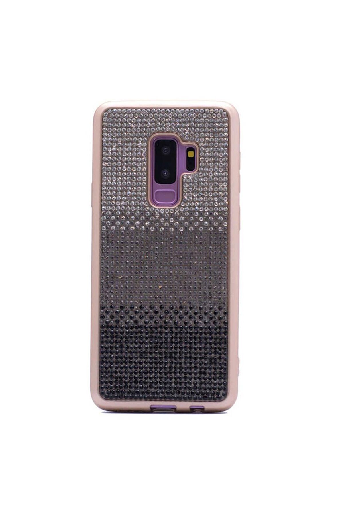 Samsung Galaxy S9 Plus Uyumlu Kılıf Mat Lazer Taşlı Silikon Siyah