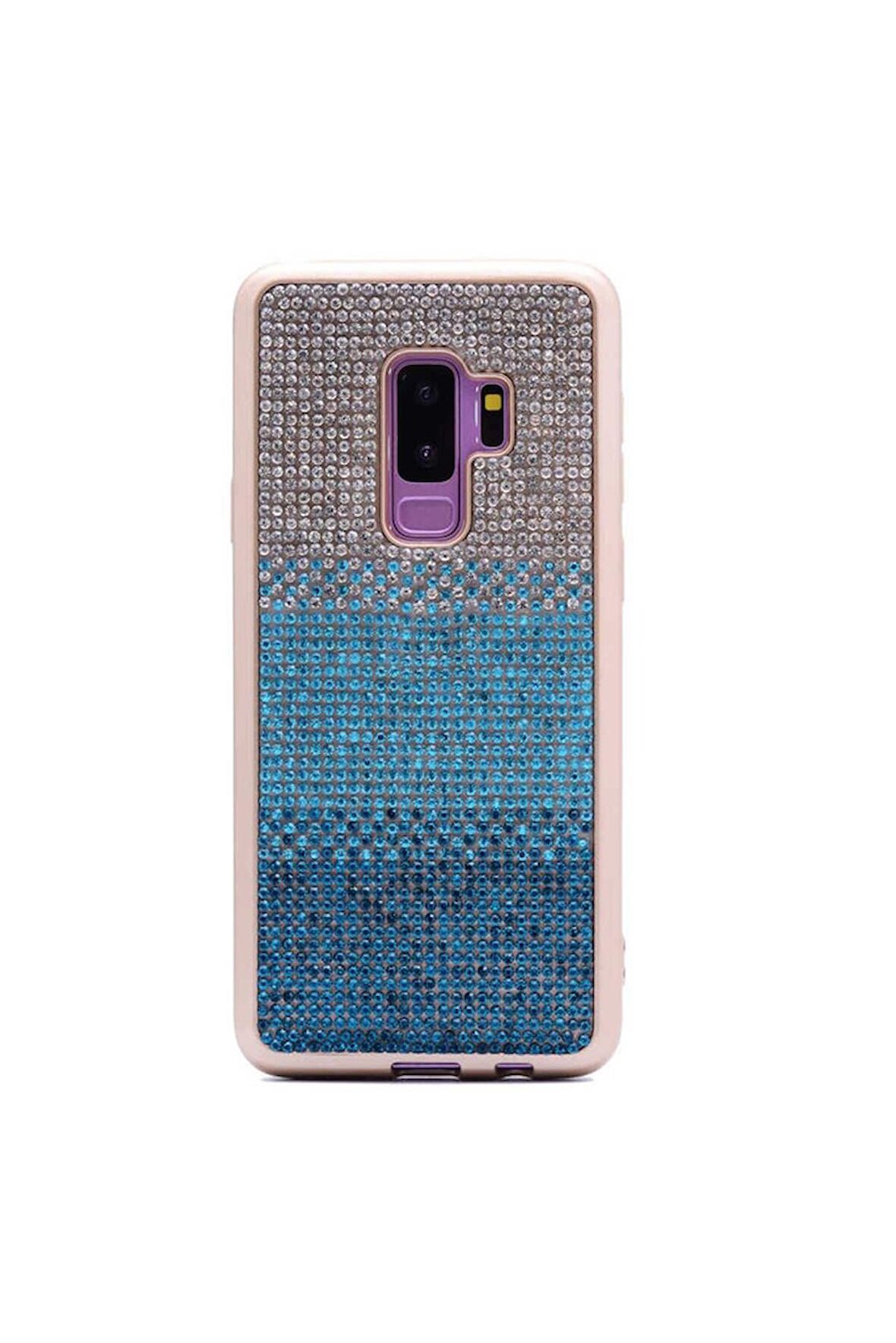 Samsung Galaxy S9 Plus Uyumlu Kılıf Mat Lazer Taşlı Silikon Mavi