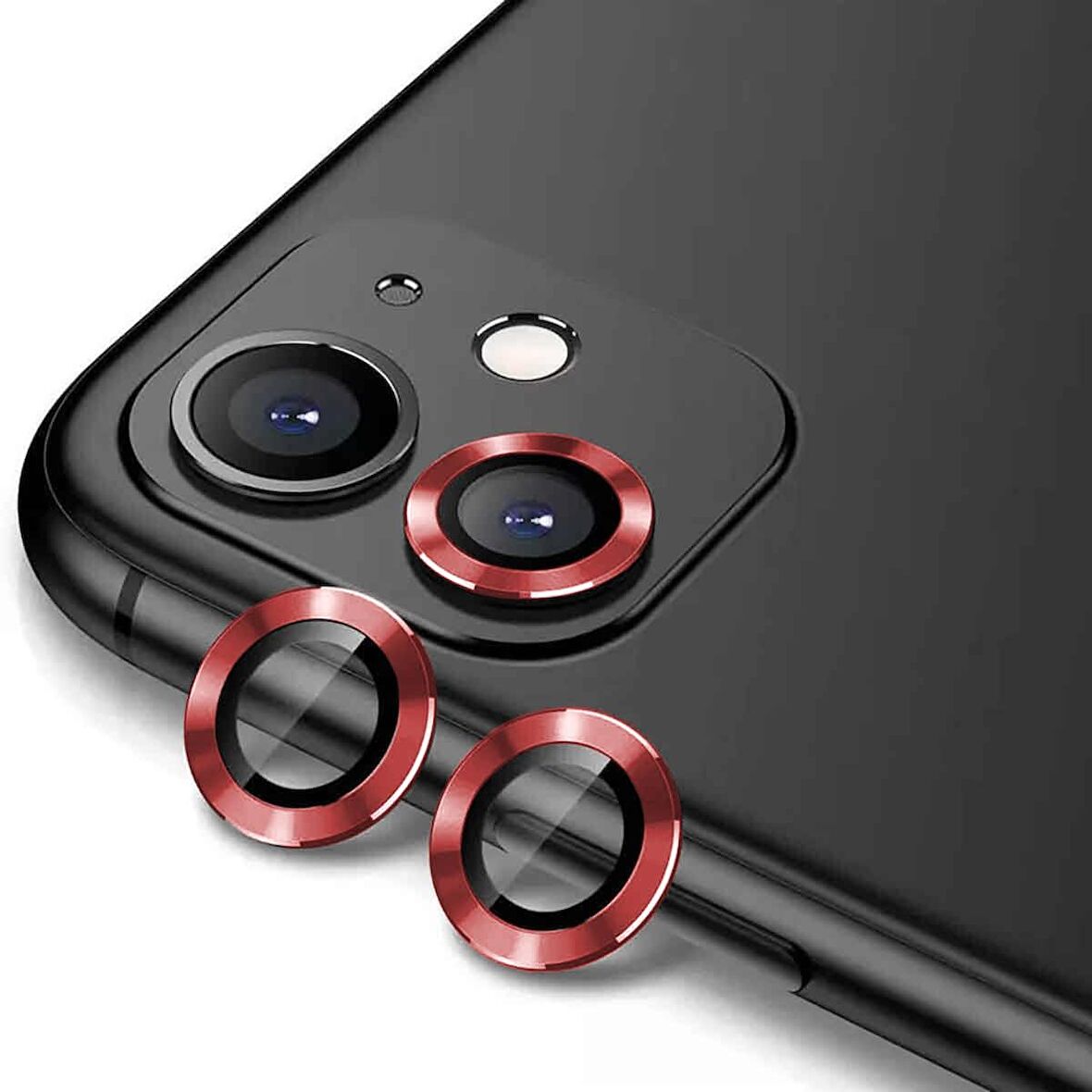 Apple iPhone 12 Mini Uyumlu CL-12 Premium Safir Parmak İzi Bırakmayan Anti-Reflective Kamera Lens Koruyucu Kırmızı