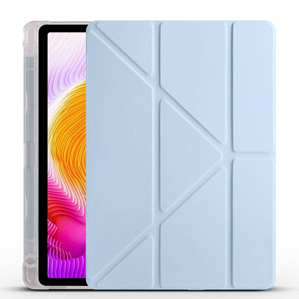 Xiaomi Redmi Pad SE Uyumlu Tablet Kılıfı Tri Folding Kalem Bölmeli Standlı Kılıf Mavi