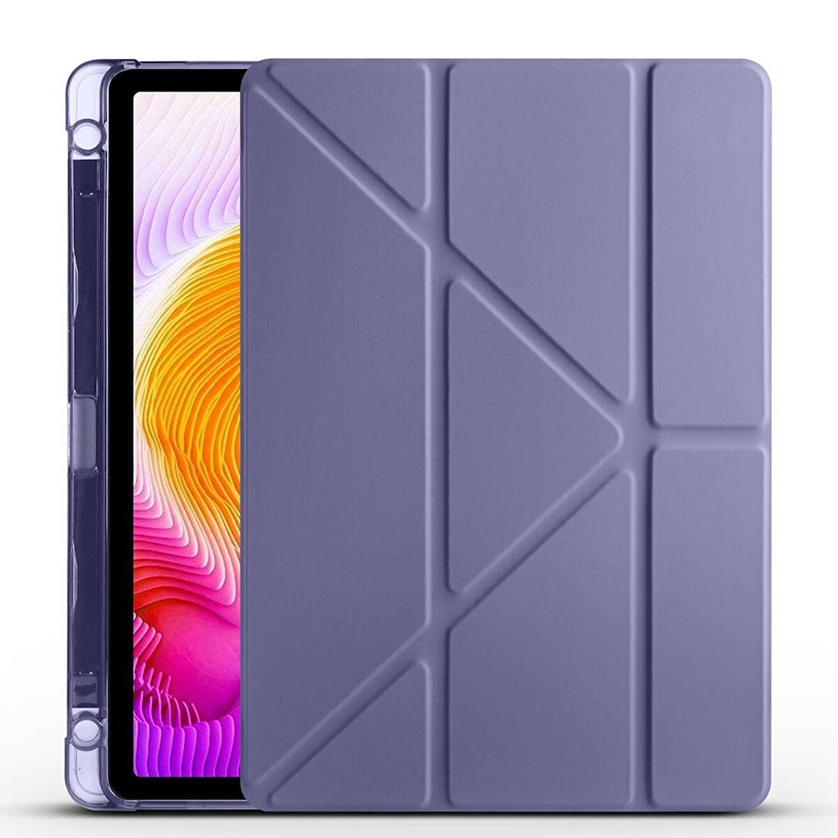 Xiaomi Redmi Pad SE Uyumlu Tablet Kılıfı Tri Folding Kalem Bölmeli Standlı Kılıf Mor