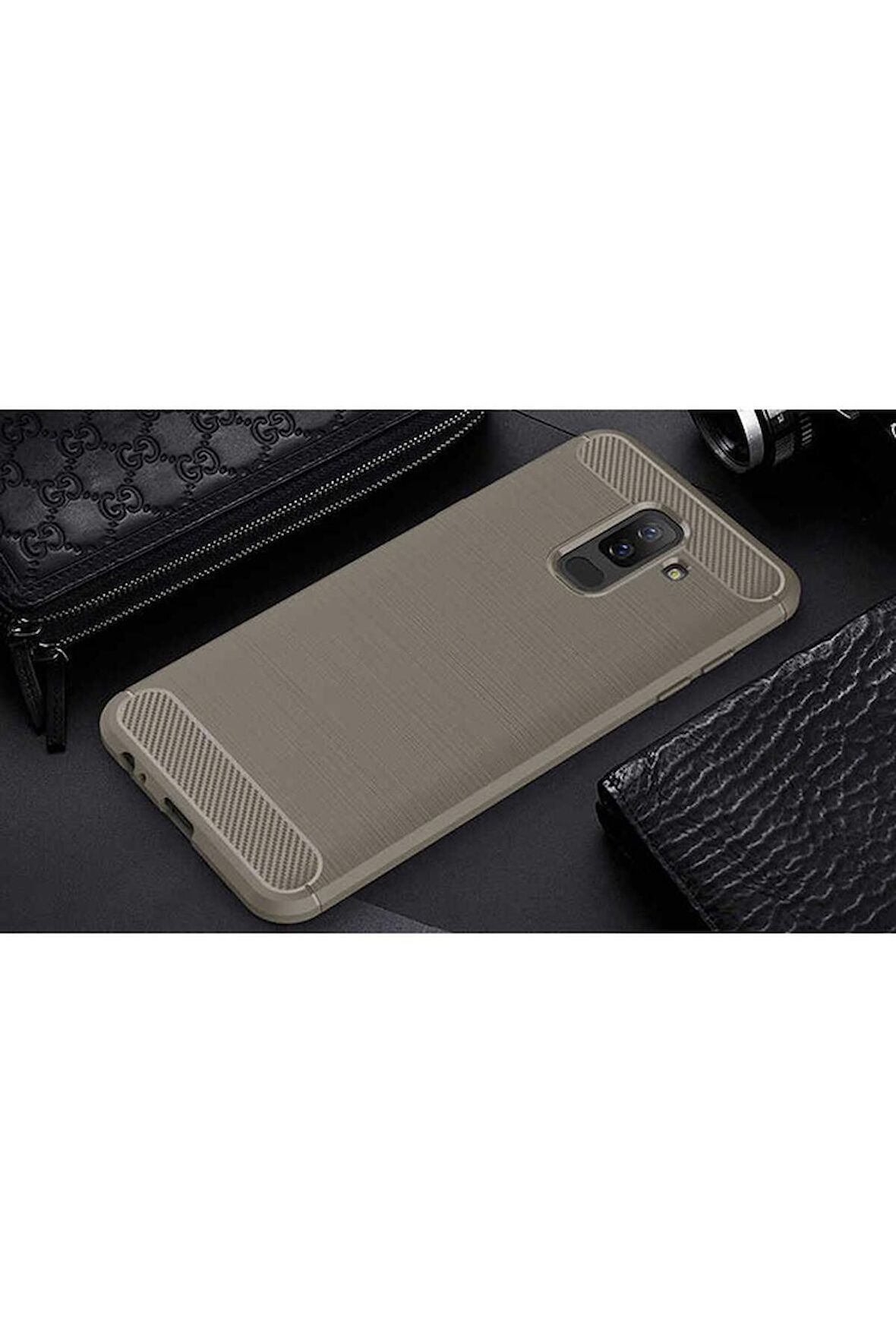 Samsung Galaxy A6 Plus 2018 Uyumlu Kılıf Room Silikon Kapak Gri