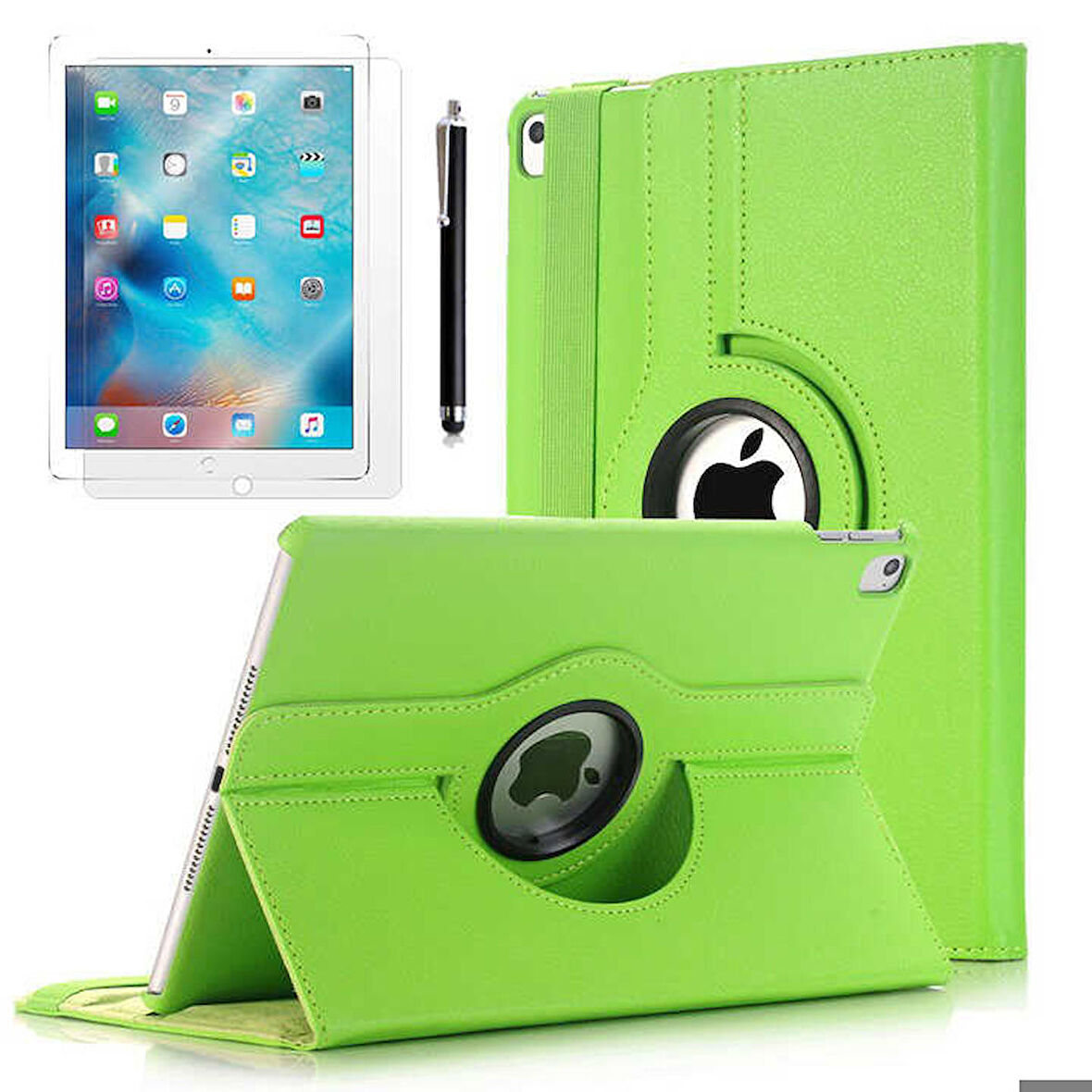 Apple iPad Pro 9.7 2016 Uyumlu Tablet Kılıfı 360 Dönebilen Standlı Kılıf Yeşil