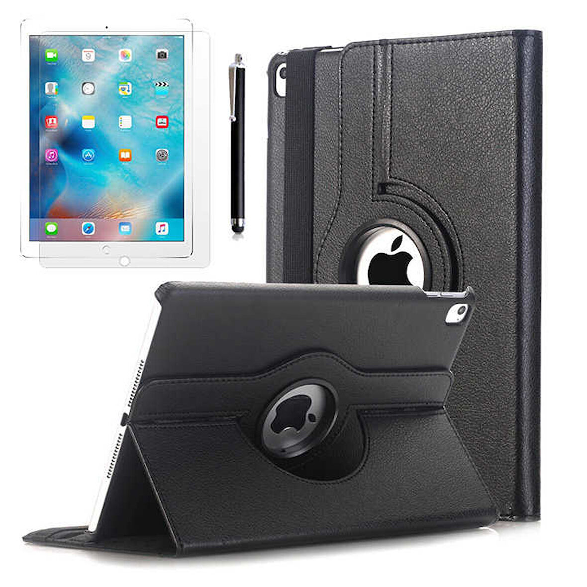 Apple iPad Pro 10.5 (7.Nesil) Uyumlu Tablet Kılıfı 360 Dönebilen Standlı Kılıf Siyah