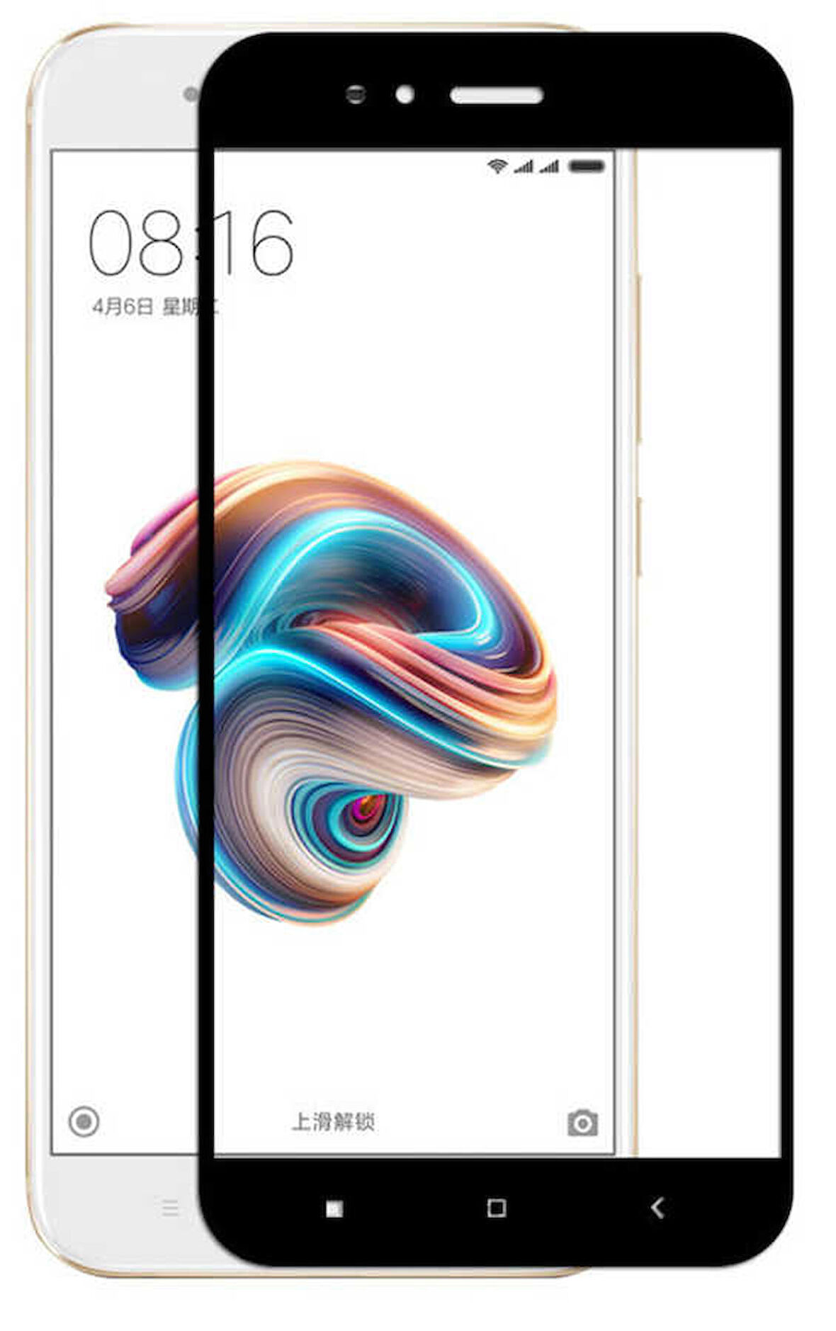 Xiaomi Mi 5x Uyumlu Kenarları Kırılmaya Dayanıklı Cam Ekran Koruyucu Siyah