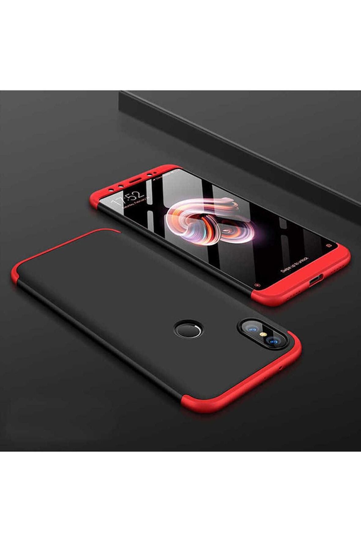 Xiaomi Mi 8 Uyumlu Kılıf Ays Kapak Siyah-Kırmızı