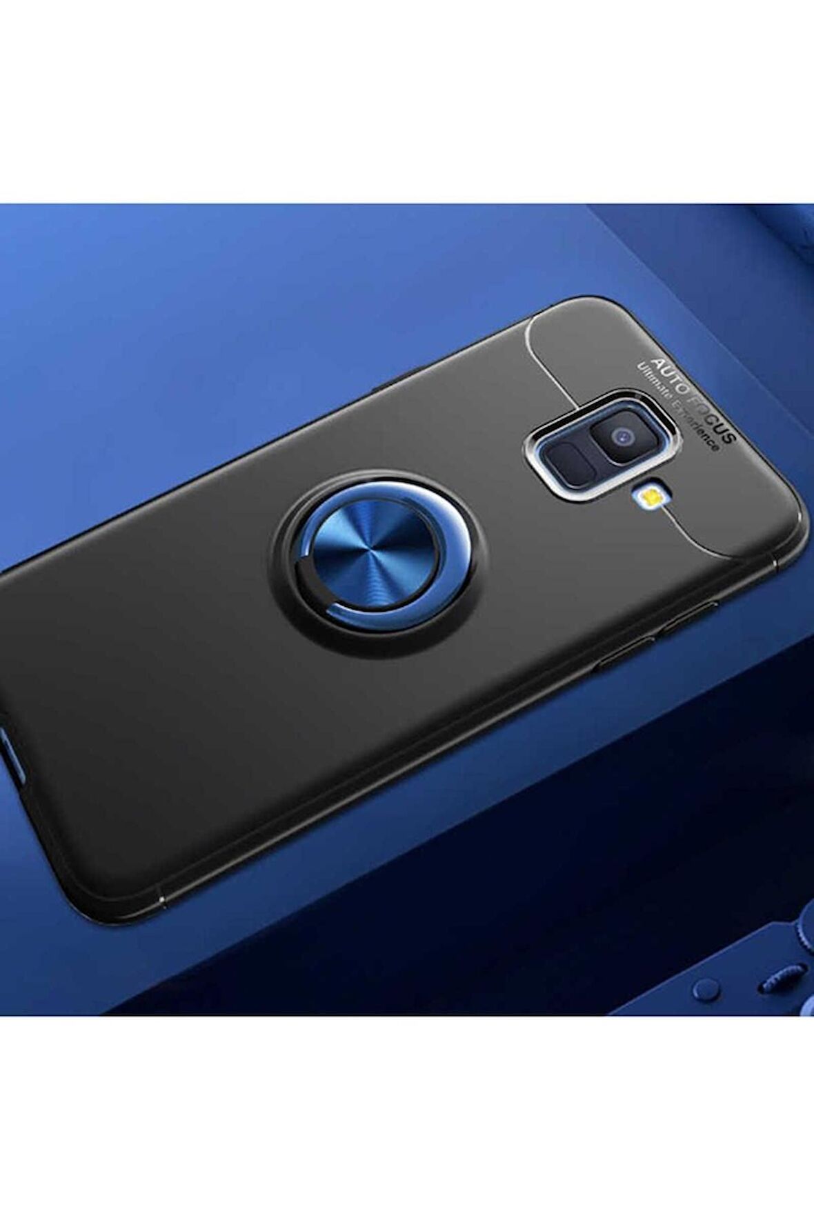 Samsung Galaxy J6 Uyumlu Kılıf Ravel Silikon Kapak Siyah-Mavi