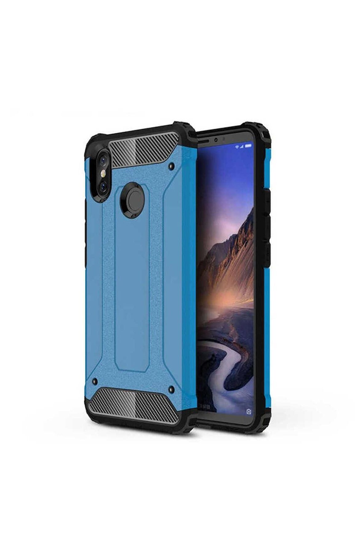 Xiaomi Mi Max 3 Uyumlu Kılıf Crash Silikon Kapak Mavi