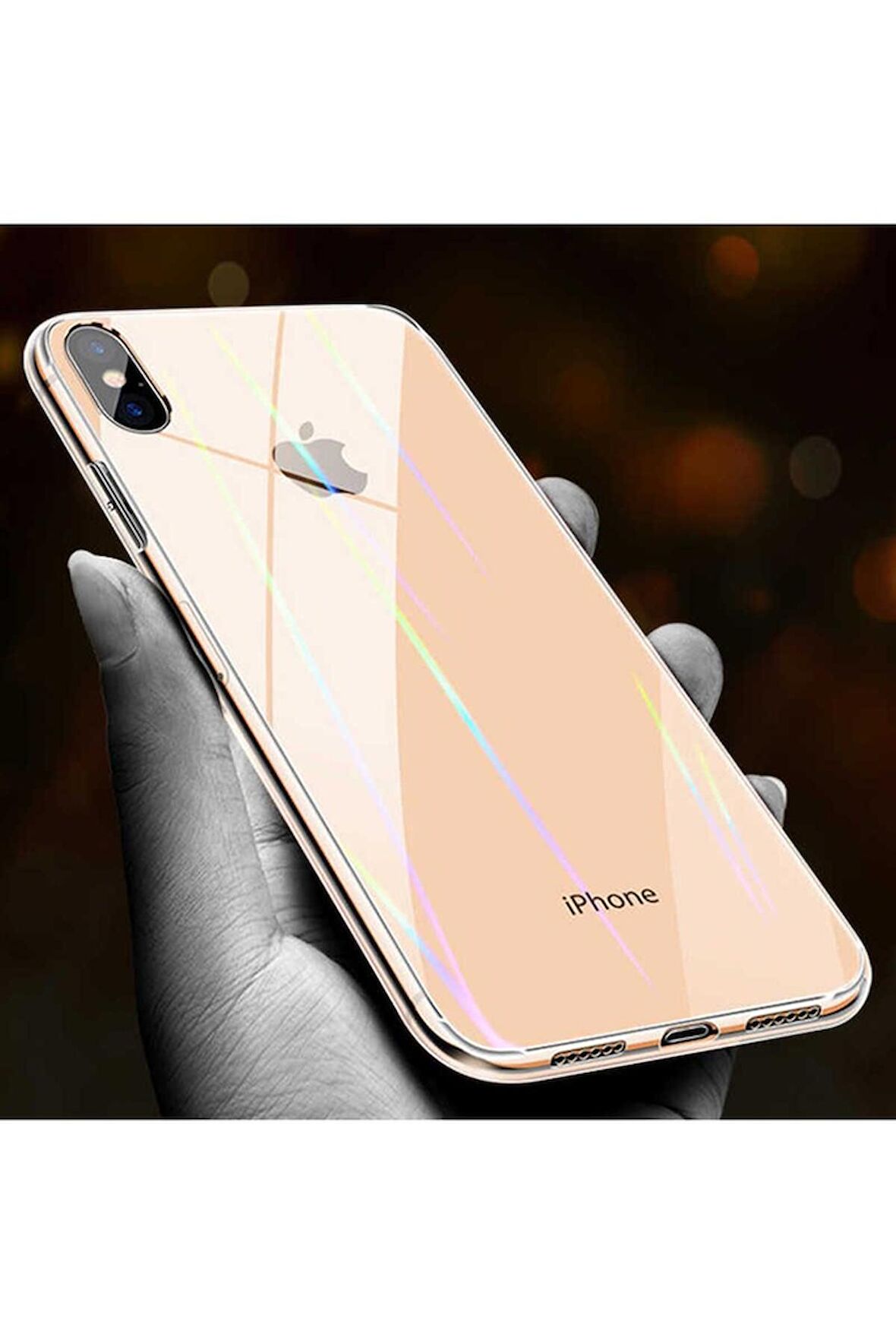 Apple iPhone X Uyumlu Kılıf Rainbow Kapak