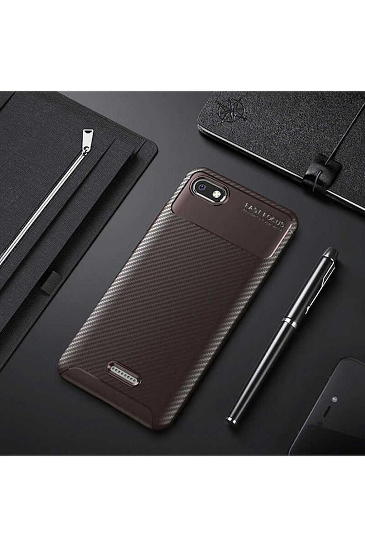 Xiaomi Redmi 6A Uyumlu Kılıf Negro Silikon Kapak Kahverengi