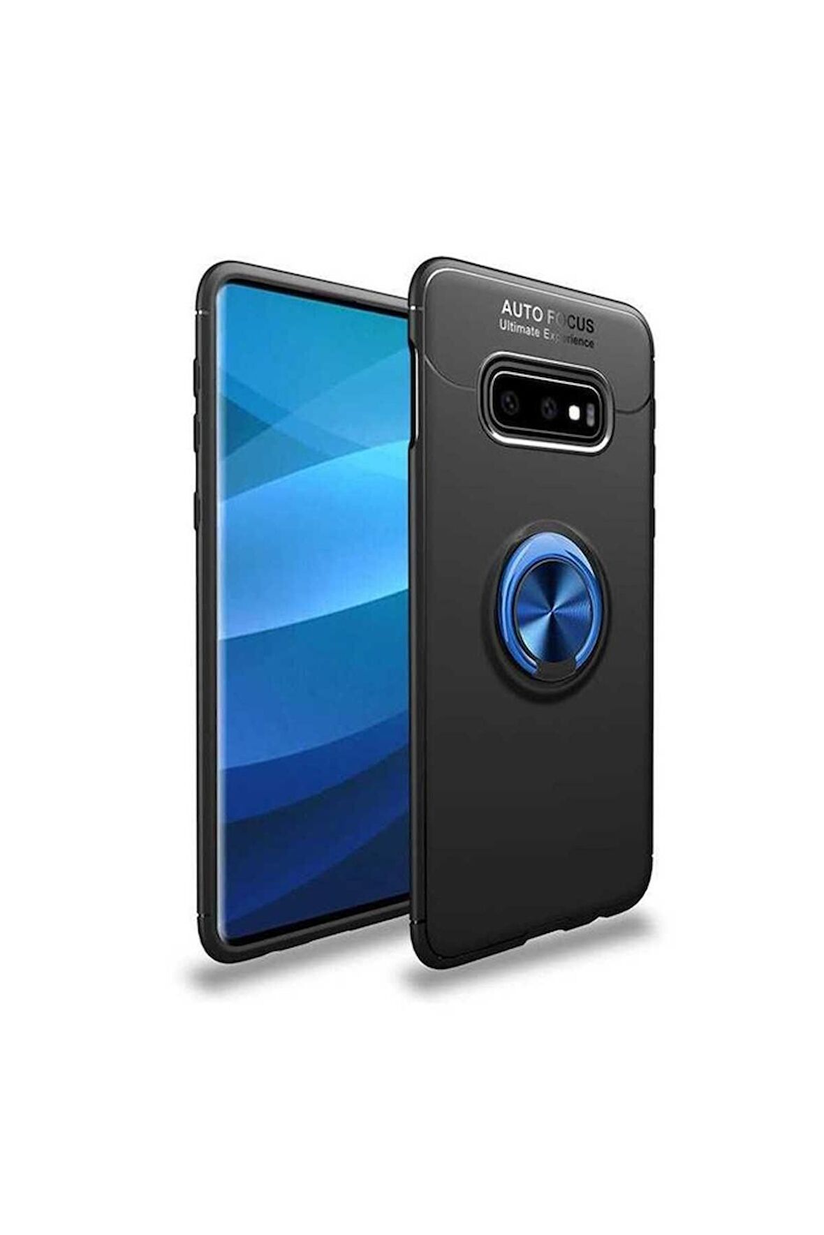 Samsung Galaxy S10E Uyumlu Kılıf Ravel Silikon Kapak Siyah-Mavi