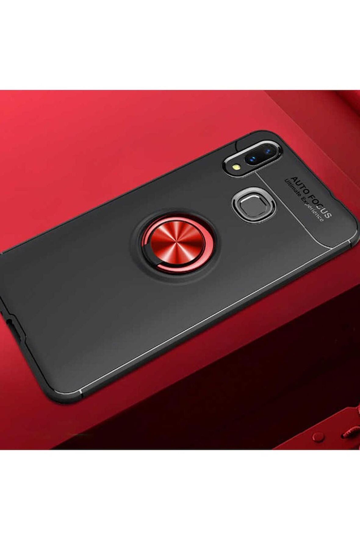 Samsung Galaxy M20 Uyumlu Kılıf Ravel Silikon Kapak Siyah-Kırmızı