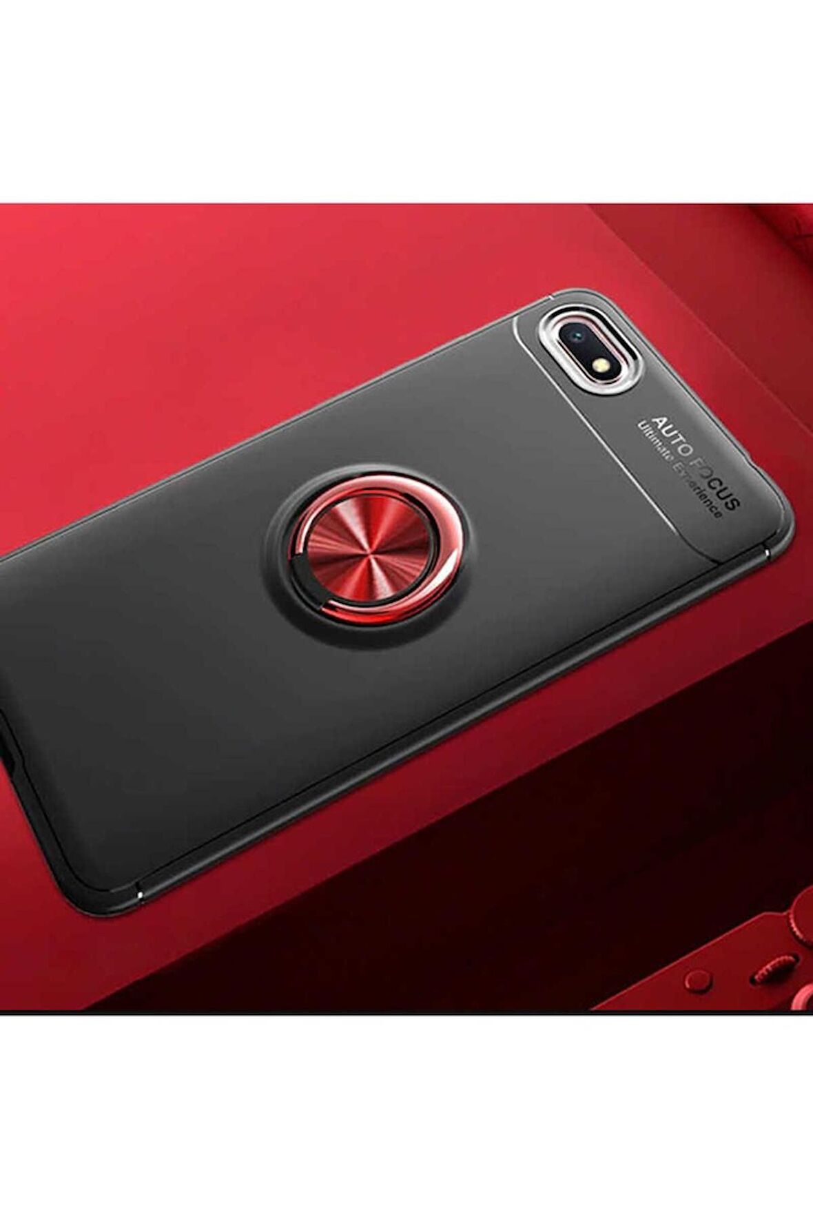 Huawei Y5 2018 Uyumlu Kılıf Ravel Silikon Kapak Siyah-Kırmızı