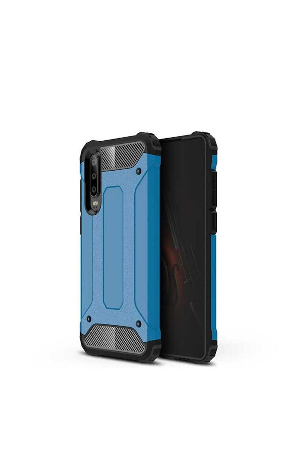 Huawei P30 Lite Uyumlu Kılıf Crash Silikon Kapak Mavi