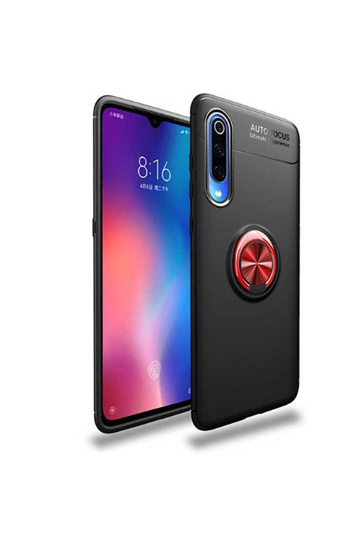 Xiaomi Mi 9 Se Uyumlu Kılıf Ravel Silikon Kapak Siyah-Kırmızı