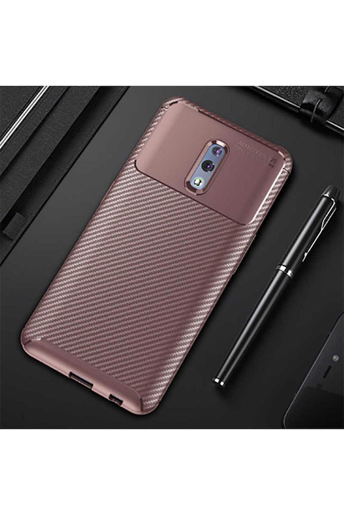 Oppo Reno Uyumlu Kılıf Negro Silikon Kapak Kahverengi
